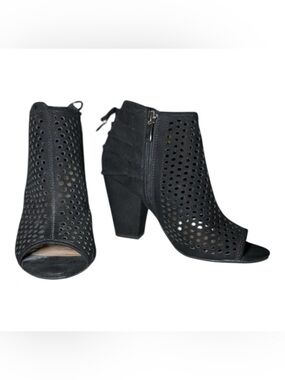 Jessica Cline Black Perforated Ankle Booties